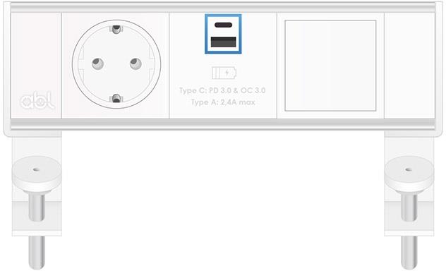 Модул Flexi 3M с 1х Шуко, USB тип A+C и 1х празен модул, цвят Бял, ABL