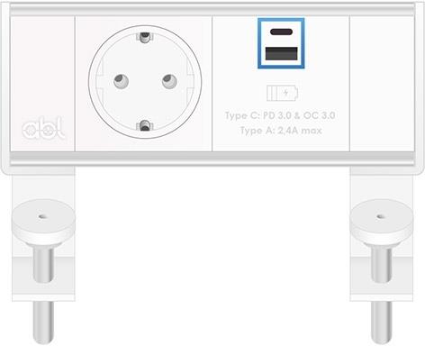 Модул Flexi 2M с 1х Шуко и USB тип A+C, цвят Бял, ABL