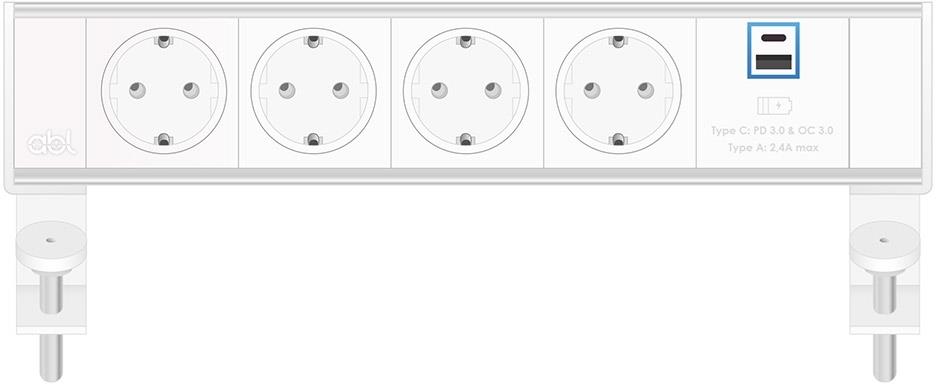 Модул Flexi 5M с 4х Шуко и USB тип A+C, цвят Бял, ABL