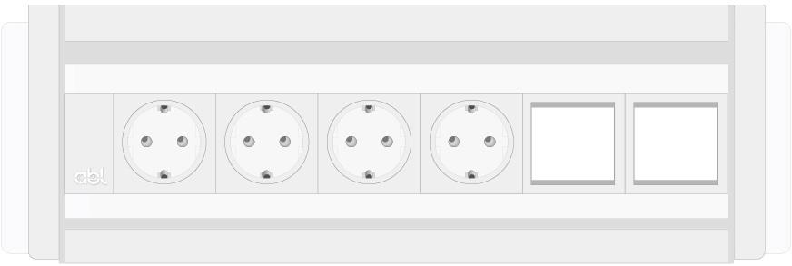 Модул Aero Flip 6M с 4х Шуко и 2х празни модула, цвят Бял, ABL