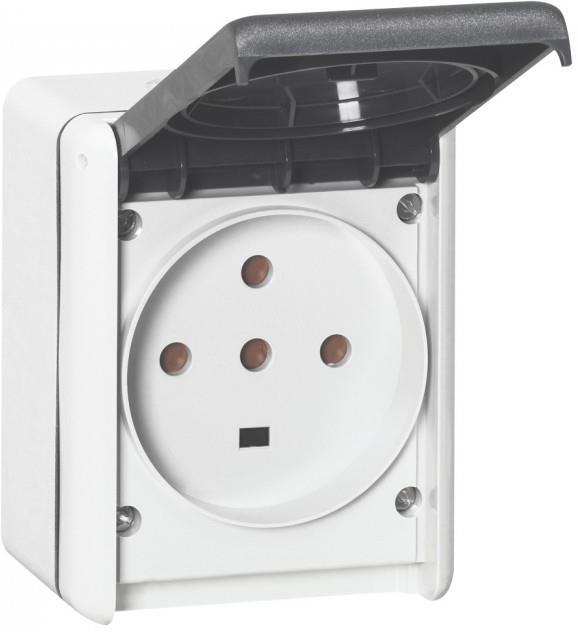 Контакт френски стандарт открит монтаж 3P+N+E 32A IP44 цвят Сив Plexo Legrand