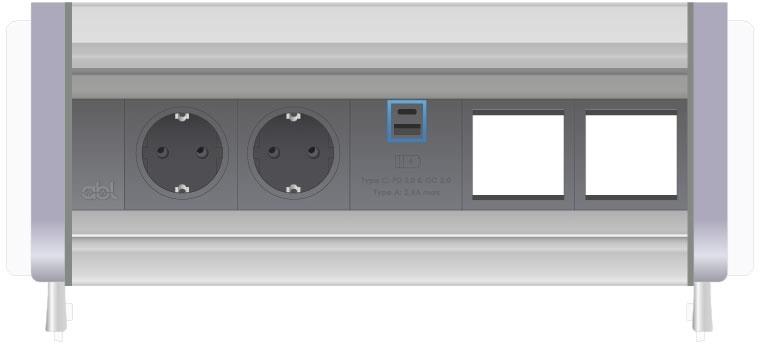 Модул Aero Flip 5M с 2х Шуко, USB тип A+C и 2х празни модула, цвят Сив, ABL