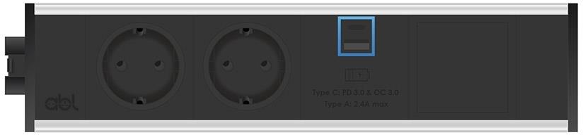 Модул Link 4M с 2х Шуко, USB тип A+C и 1х празен модул, цвят Черен, ABL