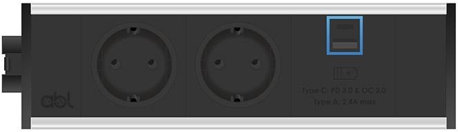 Модул Link 3M с 2х Шуко и USB тип A+C, цвят Черен, ABL