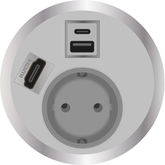 Модул Port El с 1х Шуко, USB тип A+C и HDMI, цвят Бял, ABL