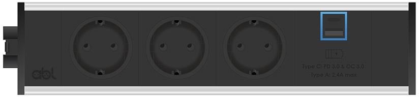 Модул Link 4M с 3х Шуко и USB тип A+C, цвят Черен, ABL