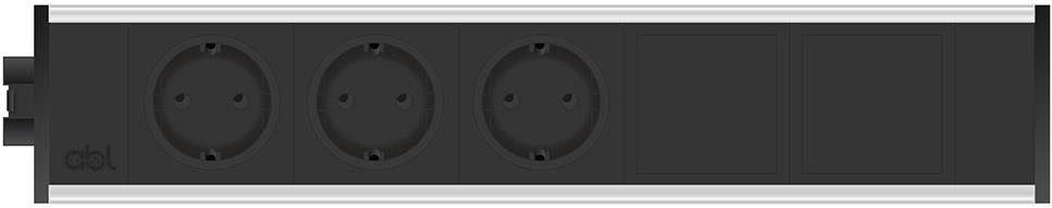 Модул Link 5M с 3х Шуко и 2х празни модула, цвят Черен, ABL