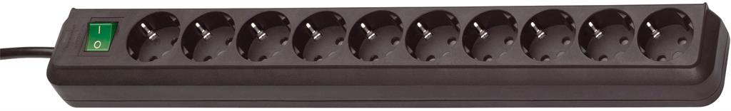 Разклонител с копче ЧЕРЕН 10x2P+E с кабел 3 метра / 1.5mm2 Eco-Line Brennenstuhl