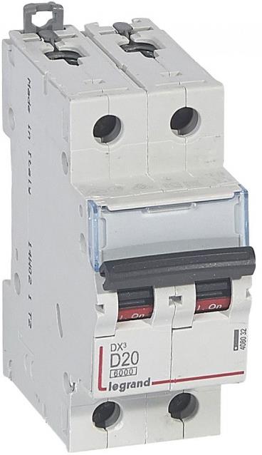 Автоматичен прекъсвач DX3 2P 20A крива D 6kA Legrand
