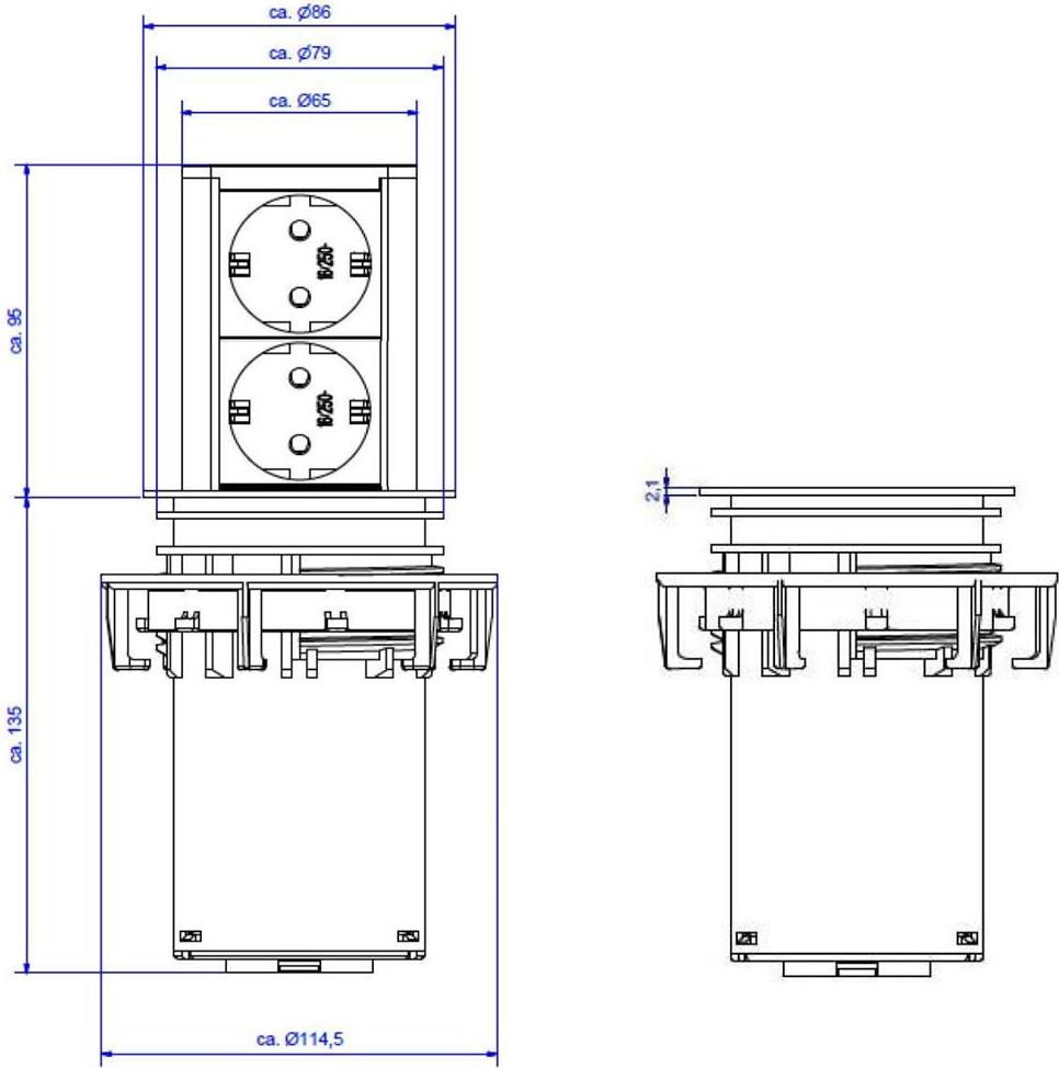 Модул ELEVATOR с 2х Шуко, с кабел 2м, цвят Черен, Bachmann