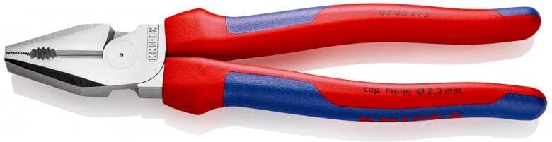 Комбинирани клещи усилени, хромирани, синьо-червена ръкохватка 225мм, Knipex