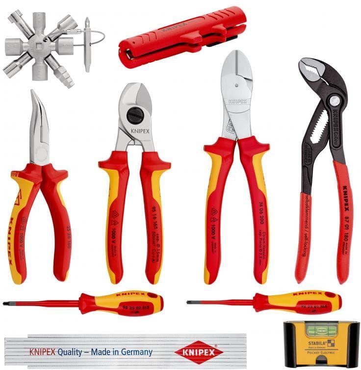 Комплект Electro 1 с 10 бр. инструменти VDE 1000V за електротехници, Knipex