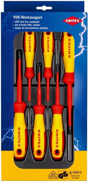 Комплект с 6 бр. отвертки VDE 1000V - 3х PH и 3х PZ, Knipex
