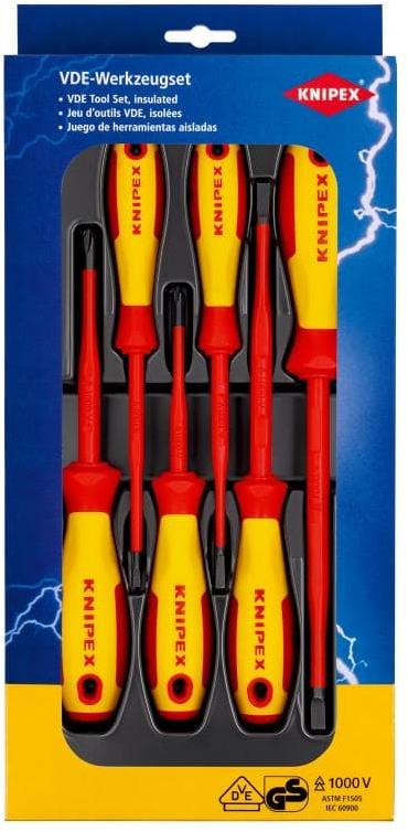 Комплект с 6 бр. отвертки VDE 1000V - 4х шлиц Slim и 2х PH Slim, Knipex