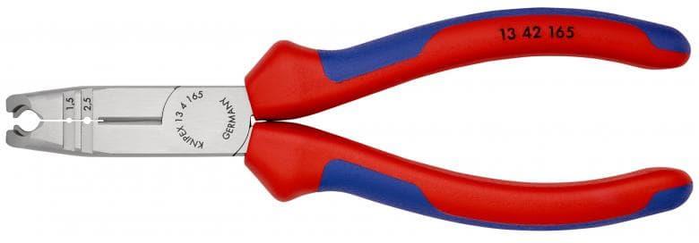 Клещи заголващи и резачки, изолация до Ø10мм, синьо-червена ръкохватка 165мм, Knipex