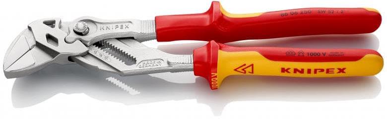 Клещи раздвижени, хромирани, VDE 1000V жълто-червена ръкохватка 250мм, Knipex