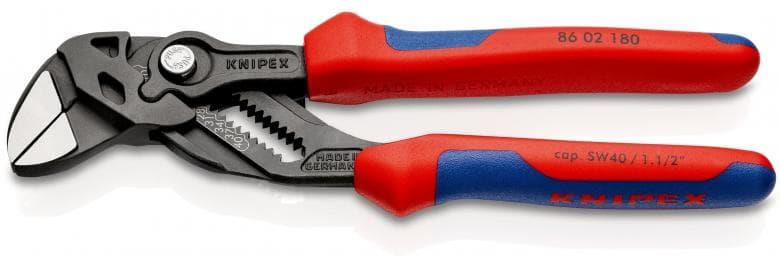 Клещи раздвижени, синьо-червена ръкохватка 180мм, Knipex