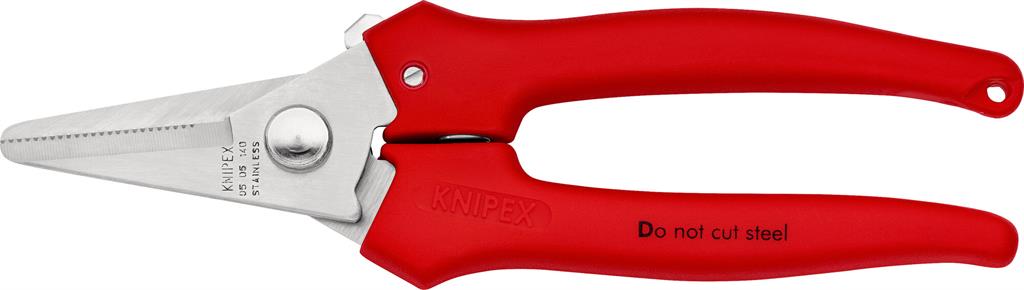 Ножици за рязане на оплетка, хромирани, червена ръкохватка 140мм, с отваряща пружина, Knipex