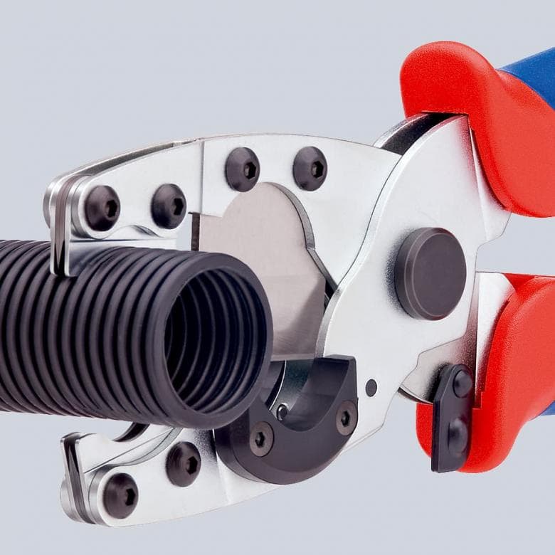 Ножици за рязане на тръби, поцинковани, Ø12-35мм, синьо-червена ръкохватка 210мм, с фиксатор, Knipex