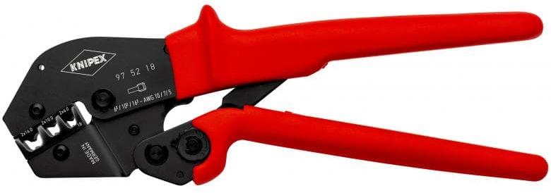 Клещи за кримпване на кабелни накрайници 6-16мм2 двойни изолирани, закалени, синьо-червена ръкохватка 250мм, с пружина, Knipex