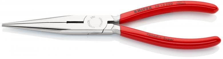 Клещи резачки с дълъг остър връх, хромирани, червена ръкохватка 200мм, Knipex