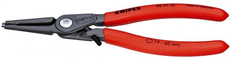 Зегер клещи прецизни, Ø19-60мм, червена ръкохватка 180мм, с ограничител, Knipex