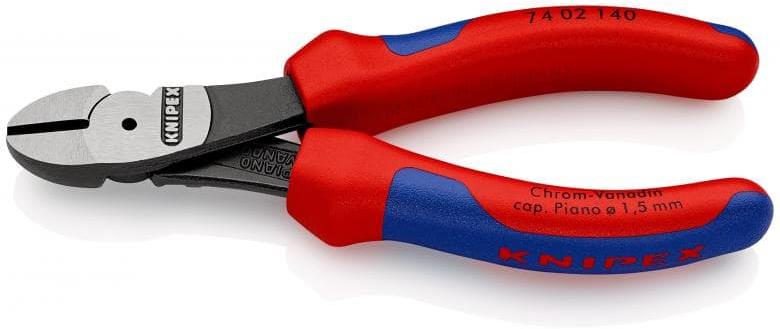 Клещи диагонални резачки усилени, синьо-червена ръкохватка 140мм, Knipex