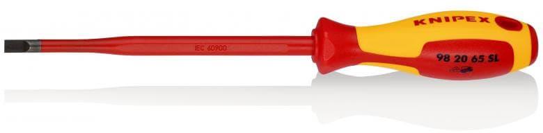Отвертка шлиц 6.5 Slim, VDE 1000V жълто-червена ръкохватка 262мм, Knipex