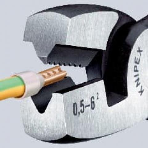 Клещи за кримпване на кабелни накрайници 0.5-6мм2, червена ръкохватка 180мм, Knipex