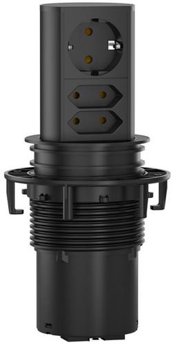 Модул ELEVATOR с 1х Шуко и 2x Евро, с кабел 2м, цвят Черен, Bachmann