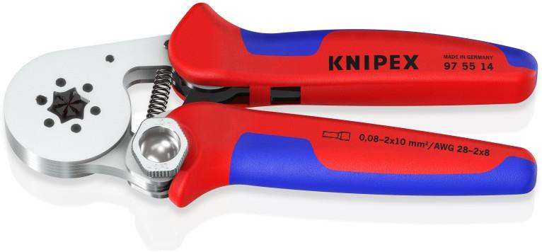 Клещи автоматични за кримпване на кабелни накрайници 0.08-10мм2 шестостен, хромирани, ръкохватка 180мм, с пружина, Knipex