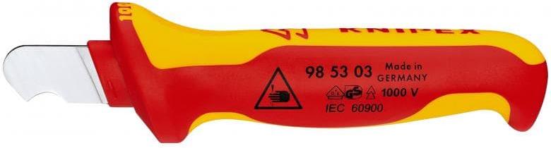 Кабелен нож извит, VDE 1000V жълто-червена ръкохватка 170мм, Knipex