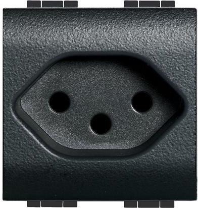 Контакт ШВЕЙЦАРСКИ стандарт 2P+E 2 мод. 10A цвят Антрацит LL Bticino