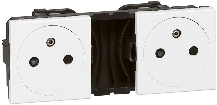 Контакт ФРЕНСКИ стандарт ДВОЕН плосък 2х2 мод. цвят бял Mosaic Legrand