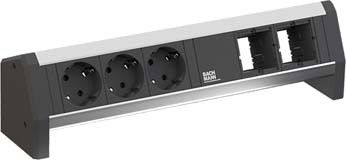 Модул DESK 1 с 3х Шуко и 2х празни модула, с кабел 1м, цвят Черен, Bachmann