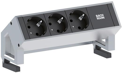 Модул DESK 2 с 3х Шуко, цвят Инокс, Bachmann