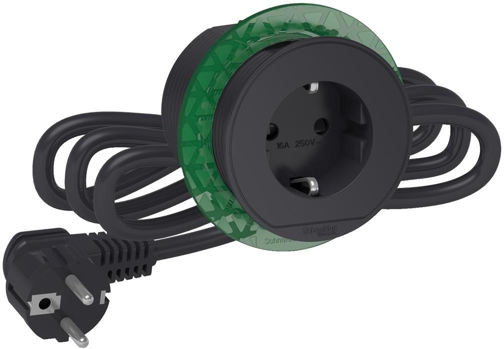 Модул за вграждане в бюро 1х шуко, кабел 2м, цвят Антрацит Unica System+ SE