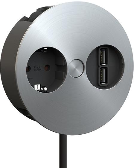 Модул TWIST с 1х Шуко и USB тип A+A, цвят Хром мат, Bachmann