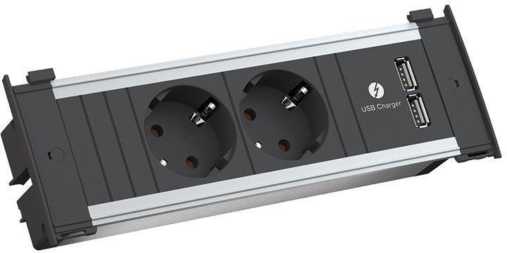 Модул за KAPSA S с 2х Шуко и USB тип A+A, цвят Черен, Bachmann