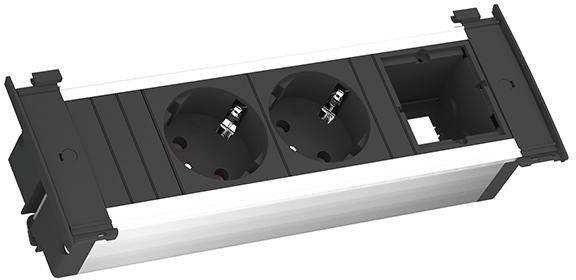 Модул за KAPSA S с 2х Шуко и 1х празен модул, с кабел 2м, цвят Черен, Bachmann