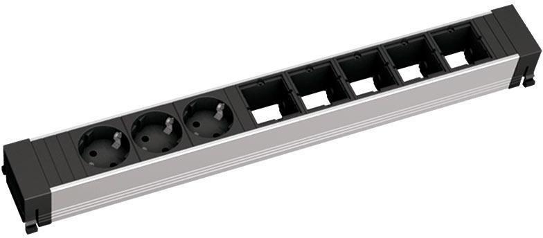 Модул за TOP FRAME или CONFERENCE 8M с 3х Шуко и 5х празни модула, цвят Черен, Bachmann