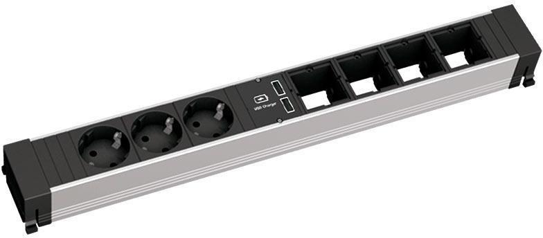 Модул за TOP FRAME или CONFERENCE 8M с 3х Шуко, USB тип A+A и 4х празни модула, цвят Черен, Bachmann