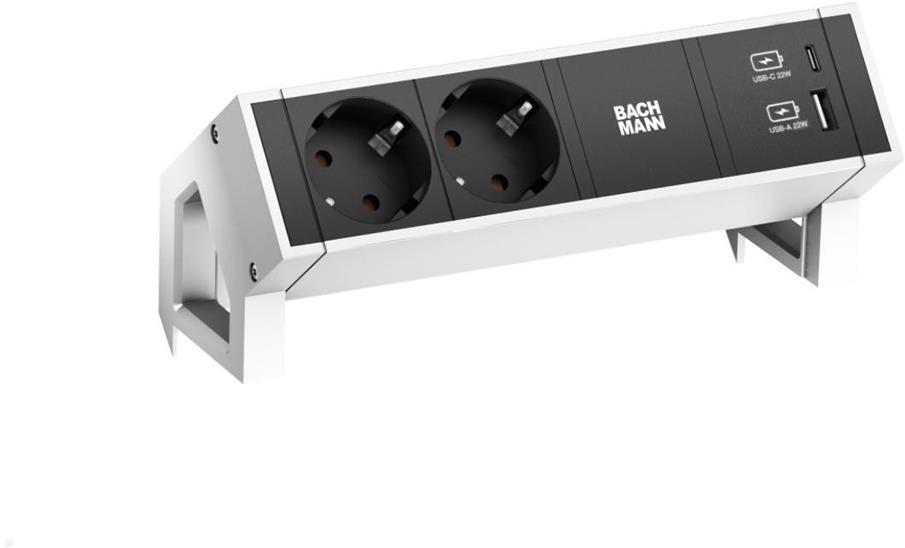 Модул DESK 2 с 2х Шуко и USB тип A+C, цвят Бял, Bachmann
