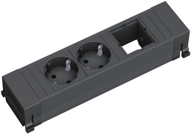 Модул за POWER FRAME PVC 3M с 2х Шуко и 1х празен модул, цвят Черен, Bachmann