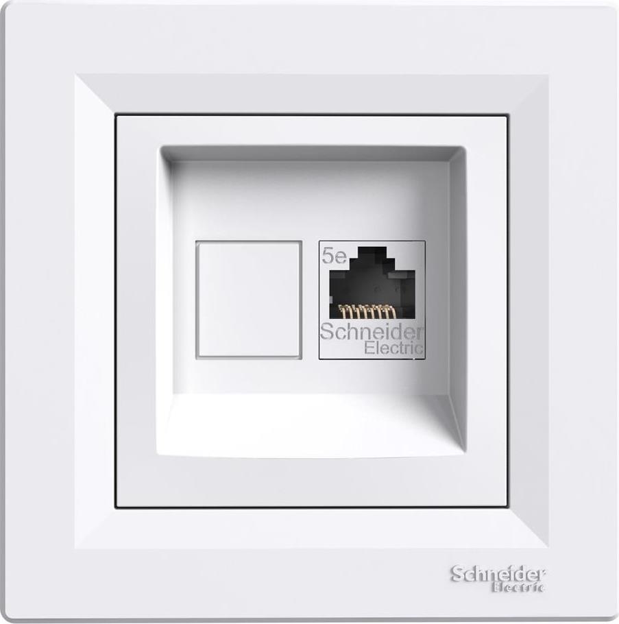 Розетка RJ45 UTP cat.5е моноблок цвят Бял Asfora SE