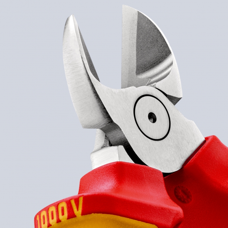 Клещи диагонални резачки, хромирани, VDE 1000V жълто-червена ръкохватка 160мм, Knipex