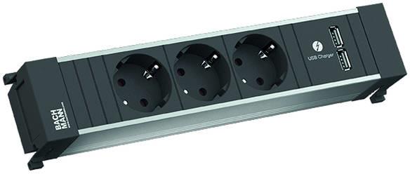 Модул за POWER FRAME 4M с 3х Шуко и USB тип A+C, цвят Черен, Bachmann