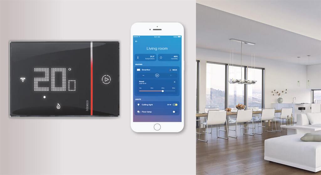 Термостат Smarther 2 с вградено Wi-FI за вграден монтаж ЧЕРЕН Bticino with Netatmo