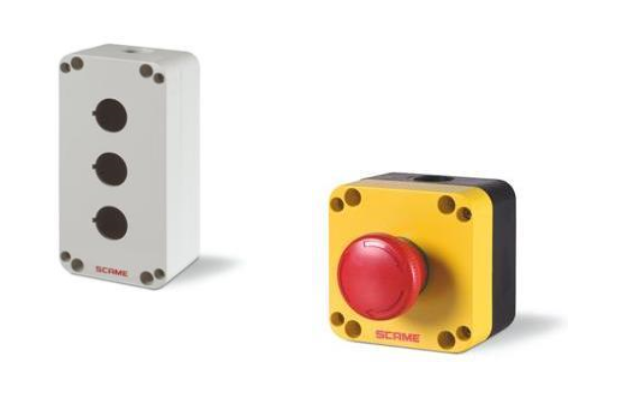 Кутии с отвор ф22 и авариен стоп Scame