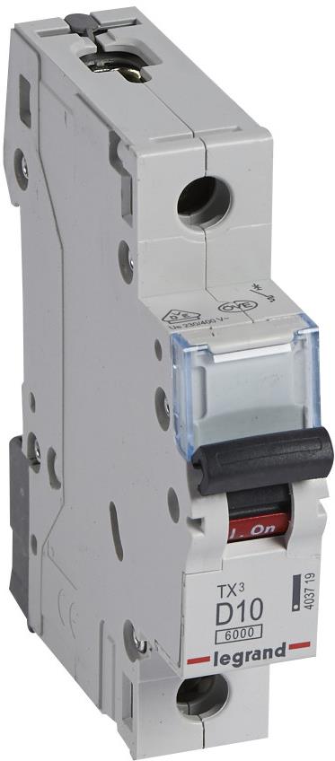 Автоматичен прекъсвач TX3 1P 10А крива D 6kA Legrand